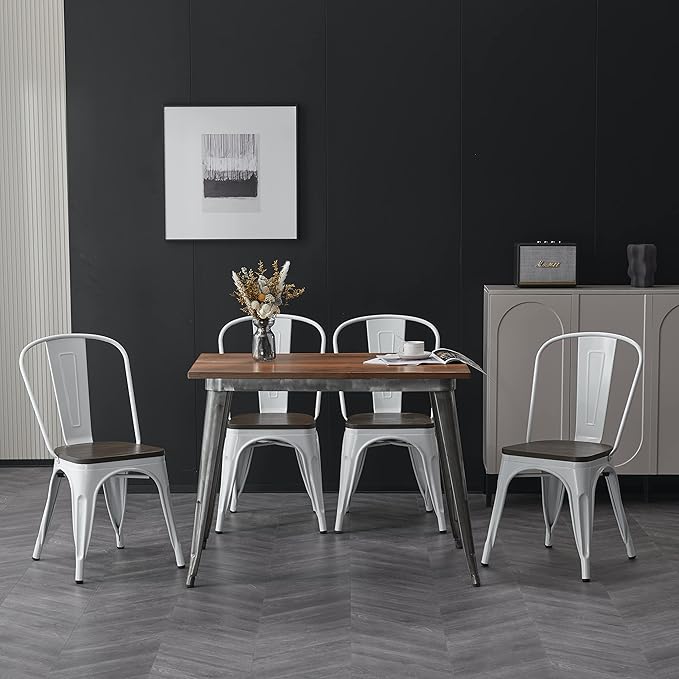 Nazhura Metal Dining Chair Farmhouse Tolix Style - Image 2