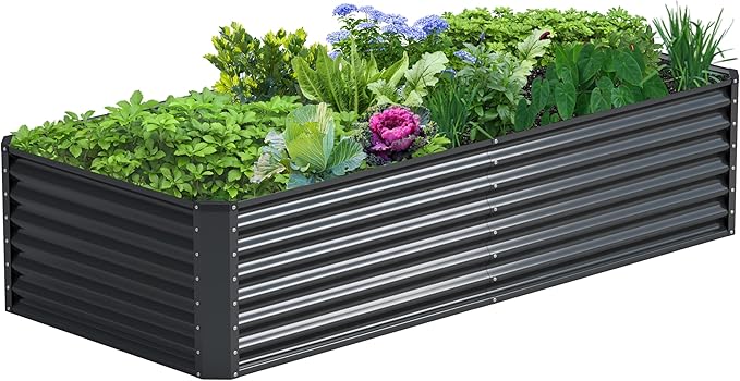 8x2x2FT Galvanized Raised Garden Bed, Galvanized Planter Boxes Outdoor by AyenGuard