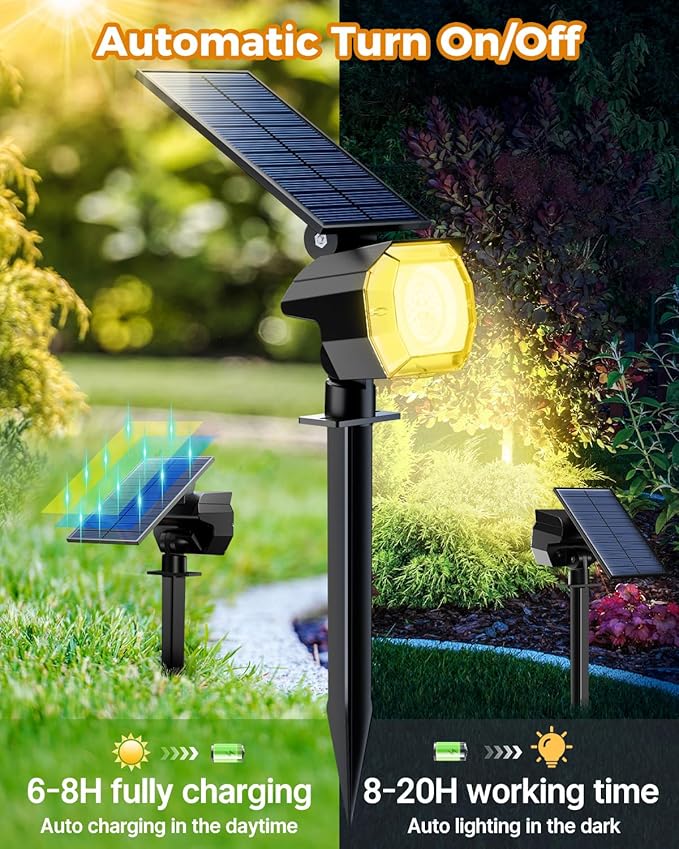 btfarm 4 Pack Solar Spot Lights Outdoor Waterproof IP65-1000LM 52 LED Solar - Image 4