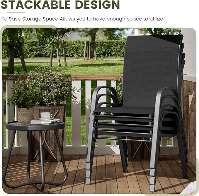 UDPATIO Patio Chairs Set of 8, Stackable Outdoor Dining Chairs - Image 4