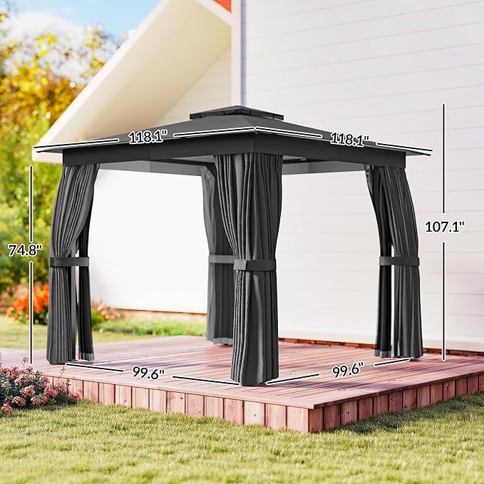 Outsunny 10' x 10' Outdoor Patio Gazebo, Heavy Duty Gazebo Canopy Shelter - Image 7