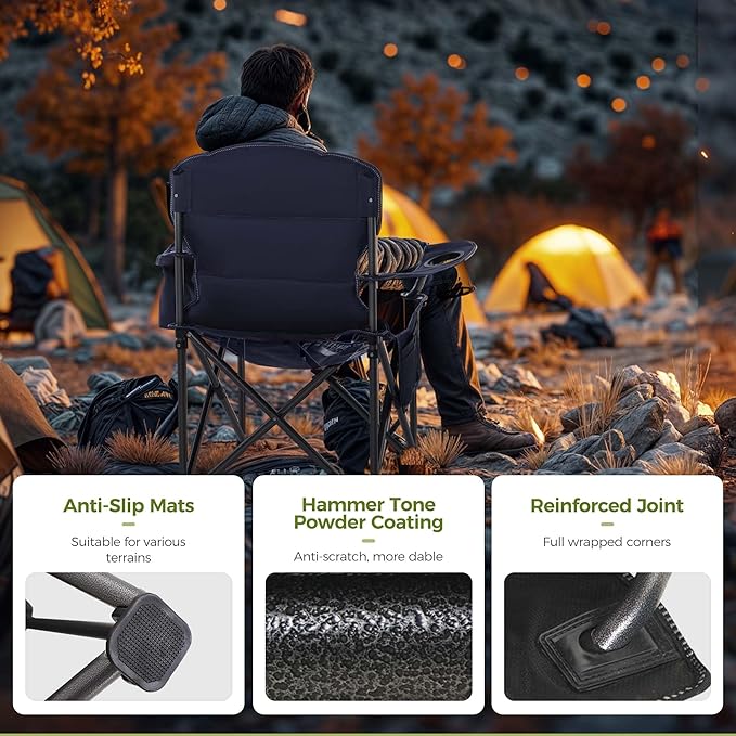 ALPHA CAMP Heavy Duty Camping Chair 500LBS Capacity, Oversized Folding Chair - Image 8
