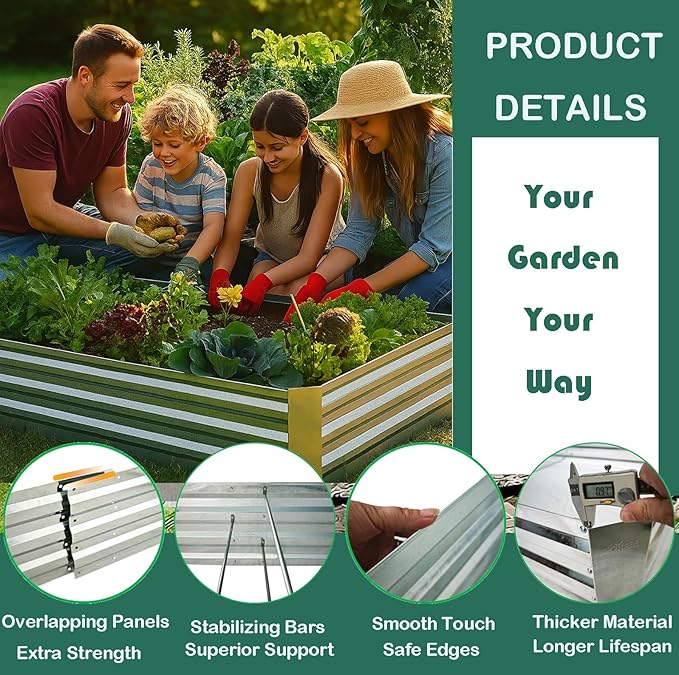 Galvanized Steel Garden Bed 3-Pack, Outdoor Metal Garden Kit - Image 4