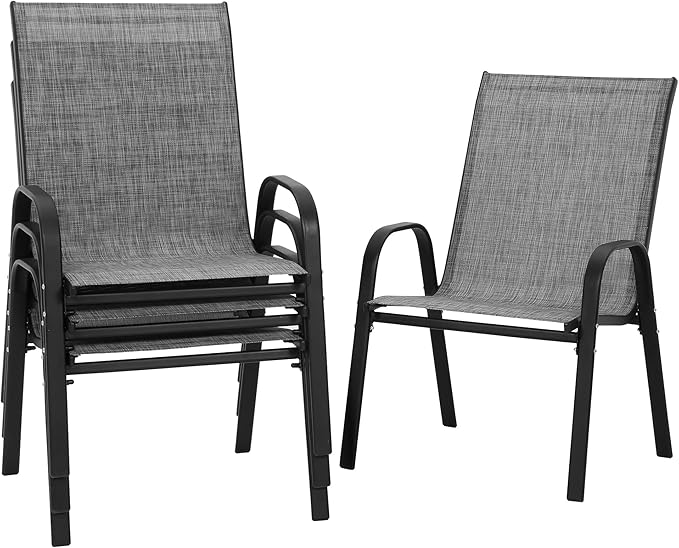 PIZZELLO Patio Chairs Set of 4, Outdoor Stackable Dining Chairs by PIZZELLO