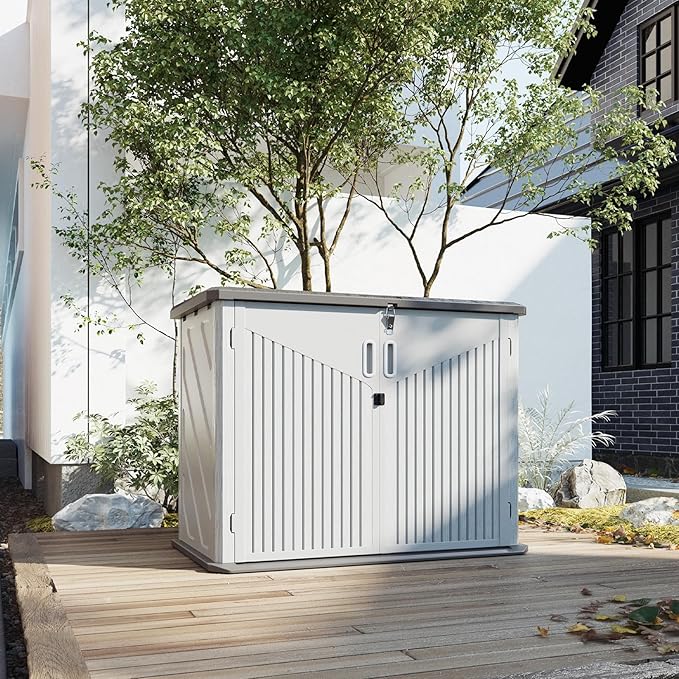 Aoxun 35 Cu.Ft Outdoor Storage Shed, Waterproof Horizontal Resin Cabinet by Aoxun