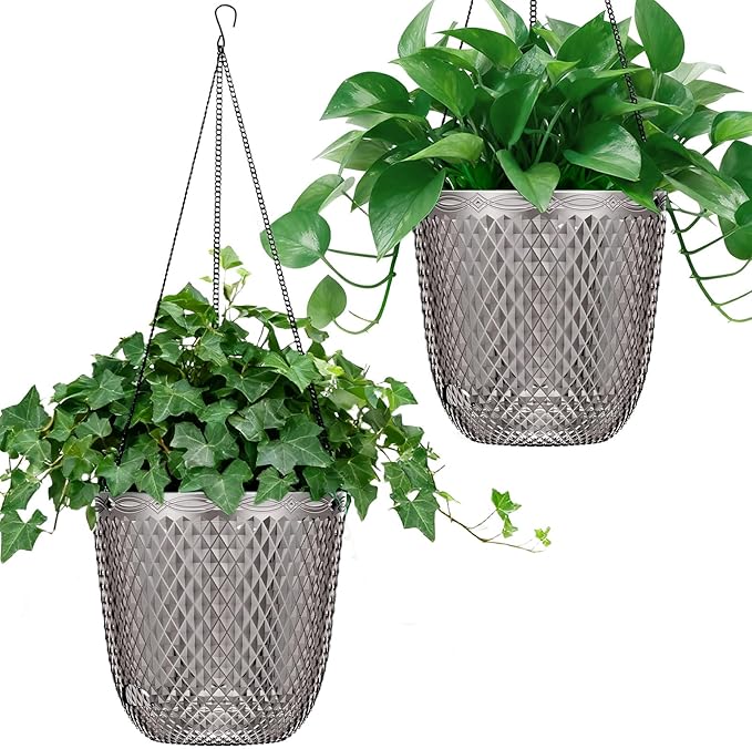 QCQHDU Self Watering Hanging Pots, 2 Pack 7.2 Inch Hanging Planters by QCQHDU