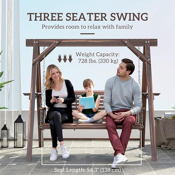 Outsunny 3 Seat Porch Swing - Image 3
