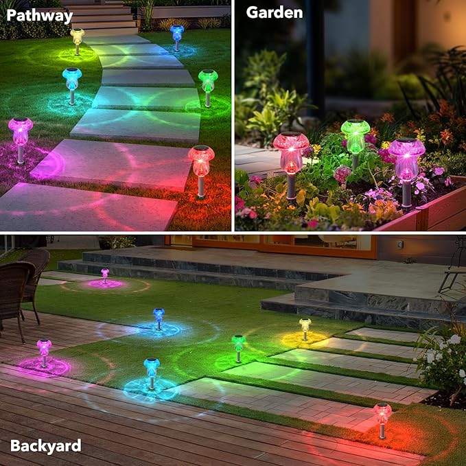 Solar Lights Outdoor, 8 Pack Mushroom Lights Outside Waterproof, Solar Powered - Image 7