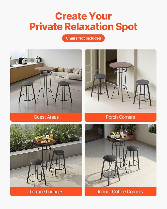VEVOR Outdoor Round Bar Table, 23.7 in Counter Bar Height Bistro Table - Image 7