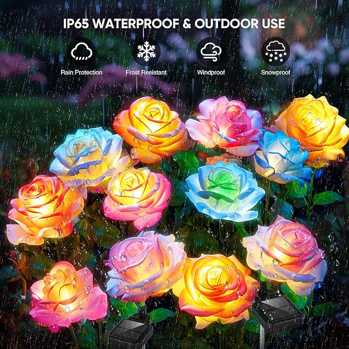 6-Pack Solar Flowers Outdoor Waterproof - Image 4