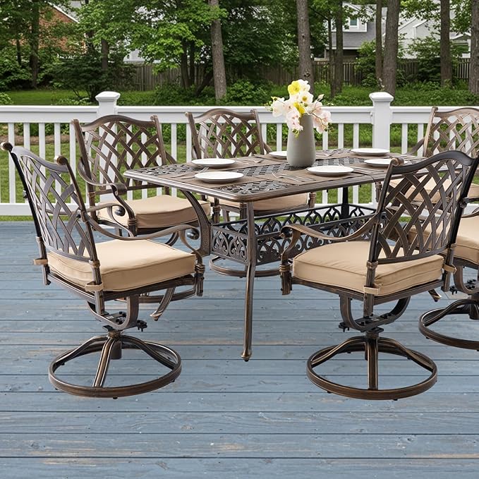 7-Piece Cast Aluminum Patio Furniture, Patio Dining Set - Image 2