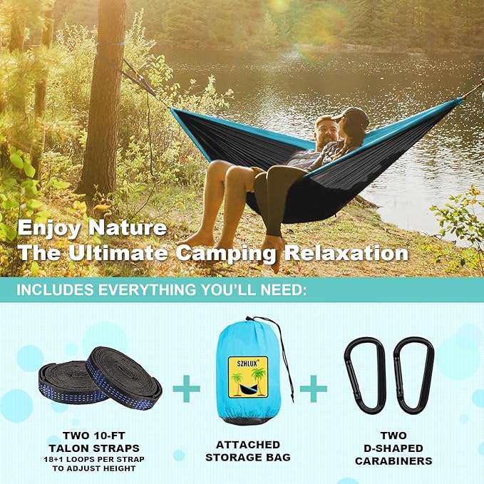 SZHLUX Camping Hammock Double & Single Portable Hammocks - Image 3