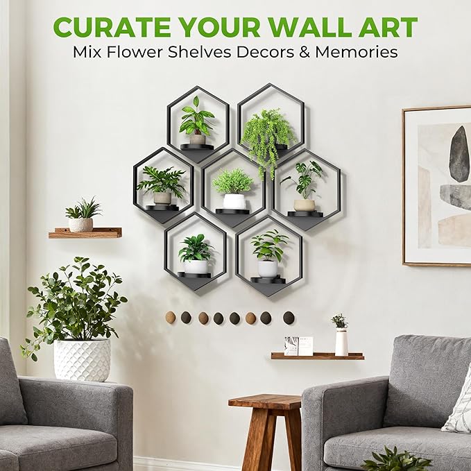 Wall Planters for Indoor Plants 7 Pack, Plant Frames Wall Decor Living Room - Image 2