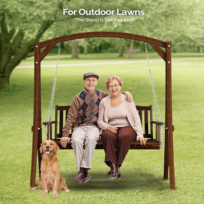 VINGLI Heavy Duty 880 LBS 5 FT Patio Wooden Porch Swing Outdoor - Image 7