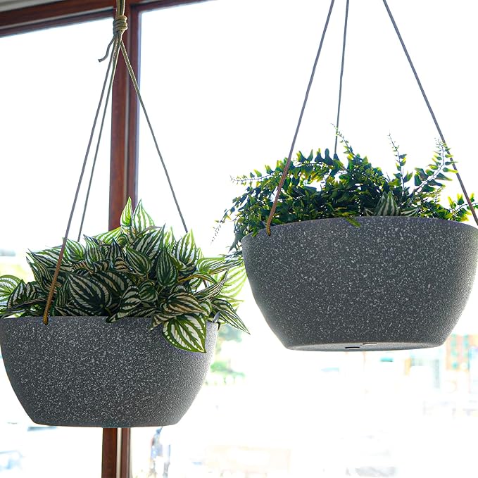 12 Inch 2 Pack Large Hanging Planters - Image 4