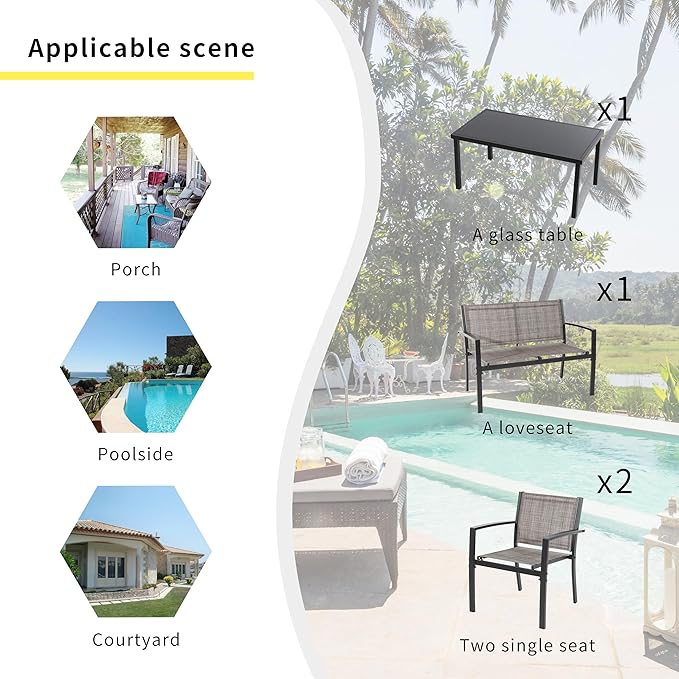 Shintenchi 4 Pieces Patio Furniture Set All Weather Textile Fabric Outdoor - Image 5