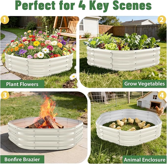 Hexagon Raised Garden Bed, 48 Inch Diagonal & 12 Inch Tall, Galvanized Steel - Image 7