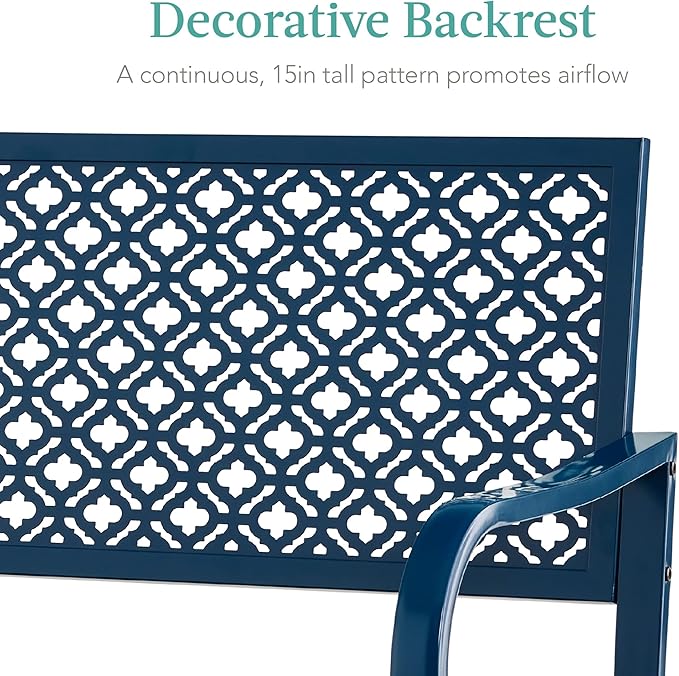 Best Choice Products Outdoor Bench 2-Person Metal Steel Benches Furniture - Image 5