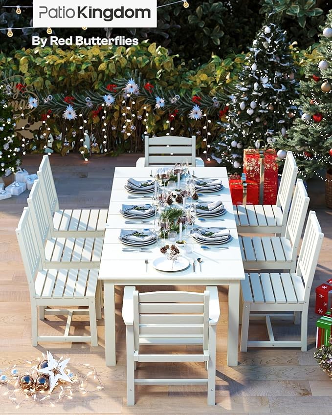White 9-Piece Outdoor Dining Set - Image 7