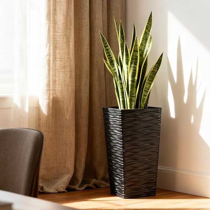 Worth Garden 2-Pack Black Tall Planter - Image 7