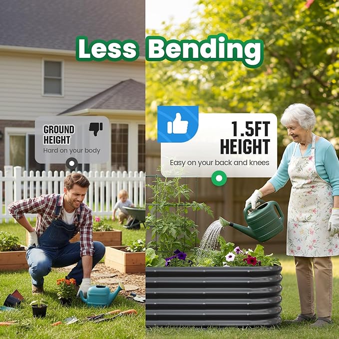 Quictent Galvanized Raised Garden Bed Kit, Strengthened by Crossbar, Dark Gray - Image 3