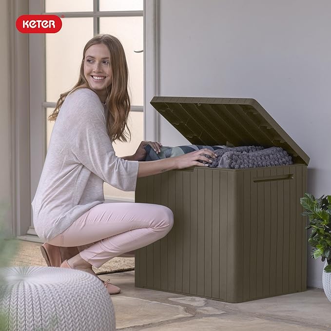 Keter City 30 Gallon Resin Outdoor Storage Box & Patio Side Table - Image 10