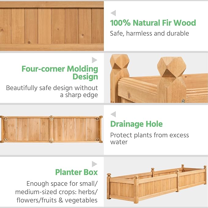 Yaheetech 90.5″ L×23.5″ W×16″ H Wooden Raised Garden Bed, Horticulture Wood - Image 4
