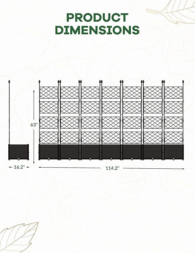 7 PCS Raised Garden Bed with Trellis, Outdoor Vertical Garden with Privacy - Image 2