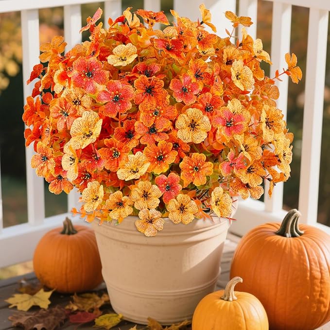 AGIRL 16 Bundles Artificial Fall Flowers Outdoor Indoor Decoration, No Fade - Image 8