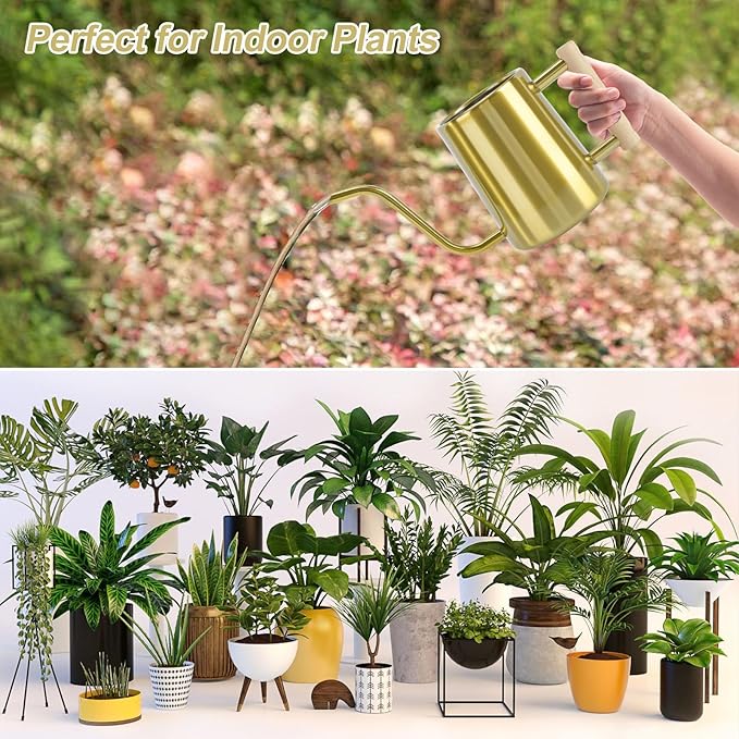 Watering Can Indoor Plants, 35 oz/1000 ml Metal Stainless Steel Watering Can Pot - Image 6
