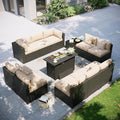 Aoxun Patio Furniture Set with Fire Pit Table, 12 Piece Outdoor Sectional Sofas by Aoxun