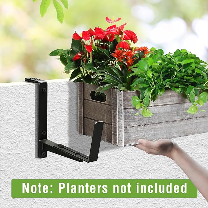 Window Box Brackets, Adjustable Hanging Railing Planter Box Brackets, Heavy - Image 6
