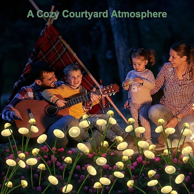 4 Pack 32LED Solar Garden Lights, 8 Lighting Modes Swaying Mushroom Lights - Image 6