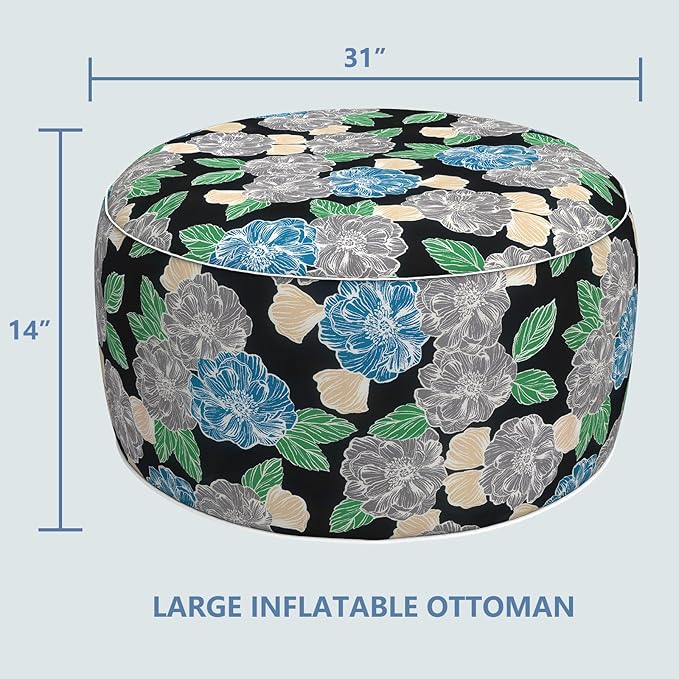 LVTXIII Outdoor Inflatable Ottoman, Fade-Resistant Round Footrest Stool D31”x - Image 3
