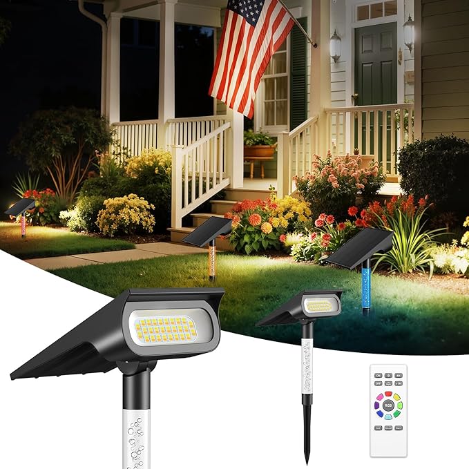 intelamp Solar Spot Light Outdoor Waterproof, 4000mAh RGB + 3 Color LED - Image 8