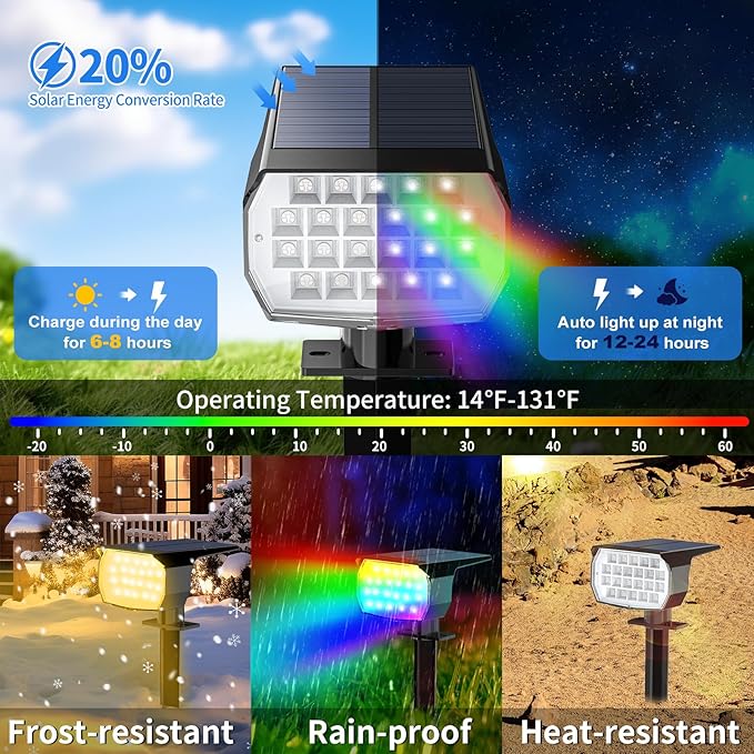 Solar Spot Lights Outdoor Color Changing, Christmas Landscape Spotlights - Image 6