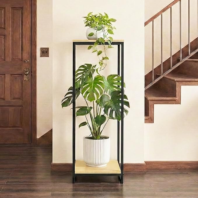34" Tall Plant Stand Indoor, 2-Tier Modern Plant Shelf, Corner Flower Pot - Image 5