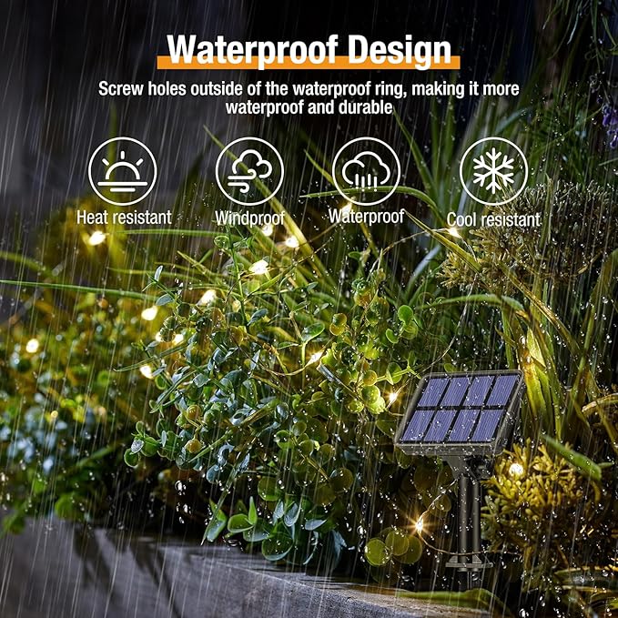 8 Pack Solar String Lights Outdoor, 640LED 264FT Waterproof 8 Modes Copper Wire - Image 3