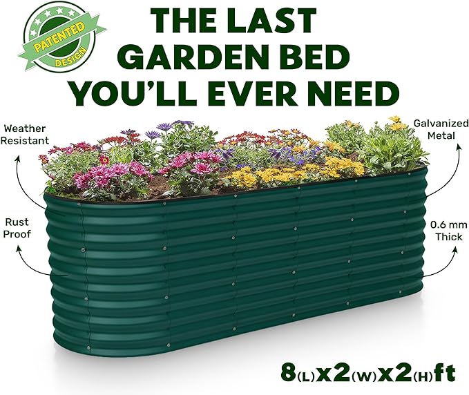 Plant & Plot Galvanized Raised Garden Beds Outdoor // 8×2×2 ft Planter Raised - Image 5