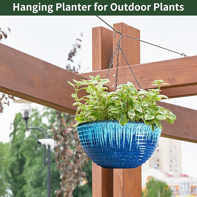 12 inch Large Hanging Planters for Indoor Outdoor Plants, Hanging Baskets for - Image 6