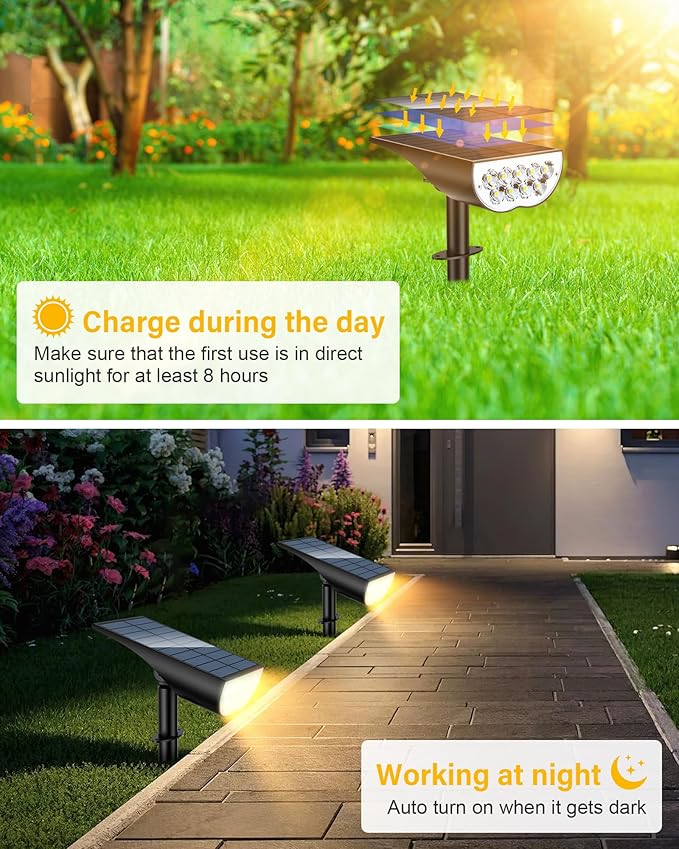 BAXIA TECHNOLOGY Solar Spotlights Outdoor Waterproof, 3 Lighting Modes Spot - Image 2