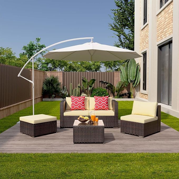 Aiho Patio Furniture Set All Weather Outdoor Sectional Patio Sofa Set - Image 5