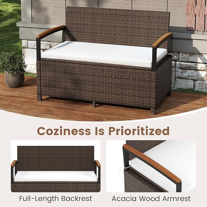 RELAX4LIFE Wicker Outdoor Storage Bench - Image 6
