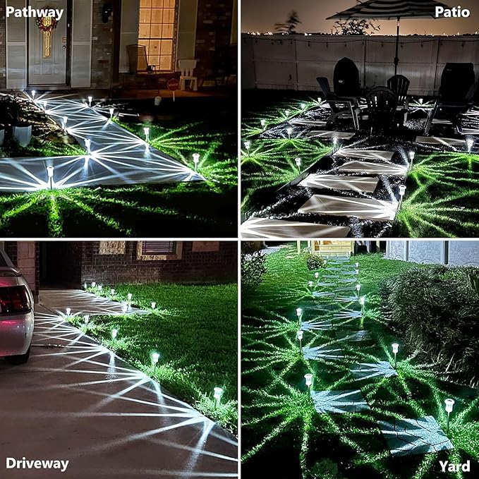 Solar Pathway Lights 10 Pack Christmas Solar Lights Outdoor Waterproof 6000K - Image 4