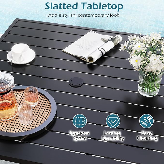 Tangkula 37" Metal Patio Dining Table - Image 7