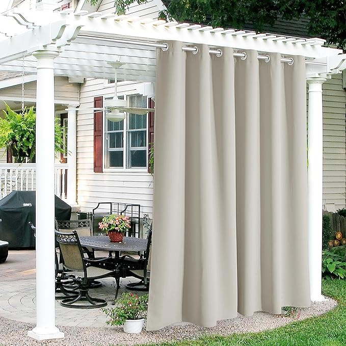 RYB HOME Outdoor Curtains for Patio Waterproof Block Sunlight Thermal Insulated by RYBHOME