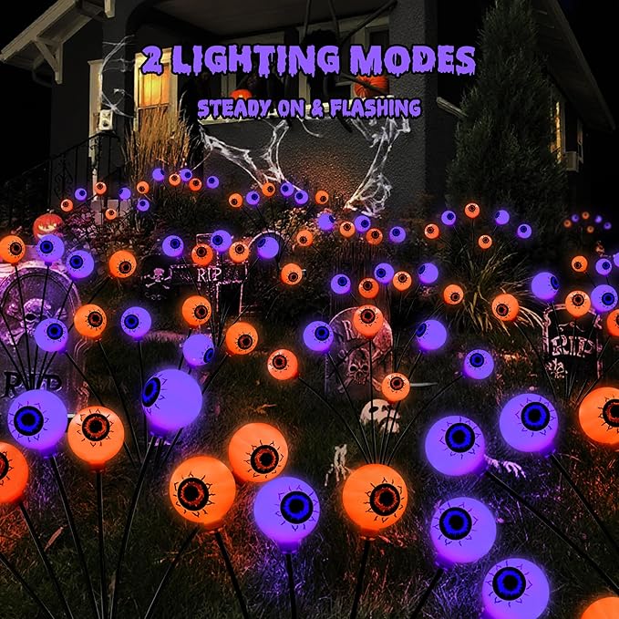 BrizLabs 6 Pack 36 LED Halloween Solar Eyeball Lights, 2 Modes Outdoor - Image 2