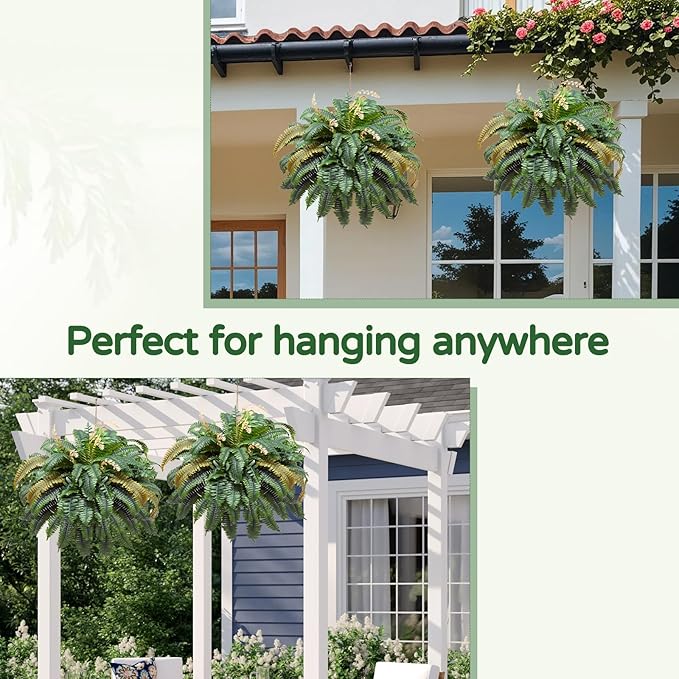 49” Artificial Ferns for Outdoors Planter, 128 Leaves per Fern, Large Lush Fake - Image 8