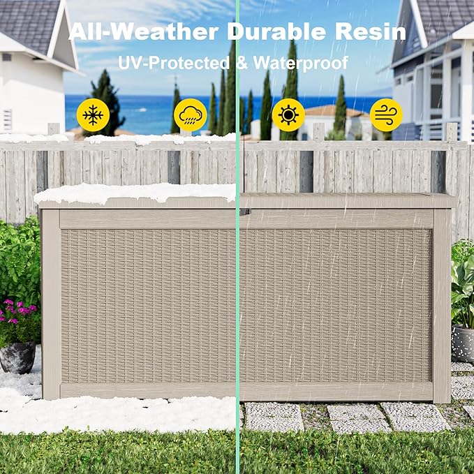 320 Gallon Outdoor Deck Box, Lockable Waterproof Outdoor Storage Boxes - Image 6