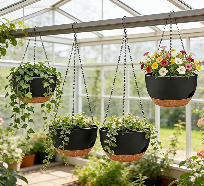 Set of 2-8 Inch Self Watering Hanging Planters - Image 6